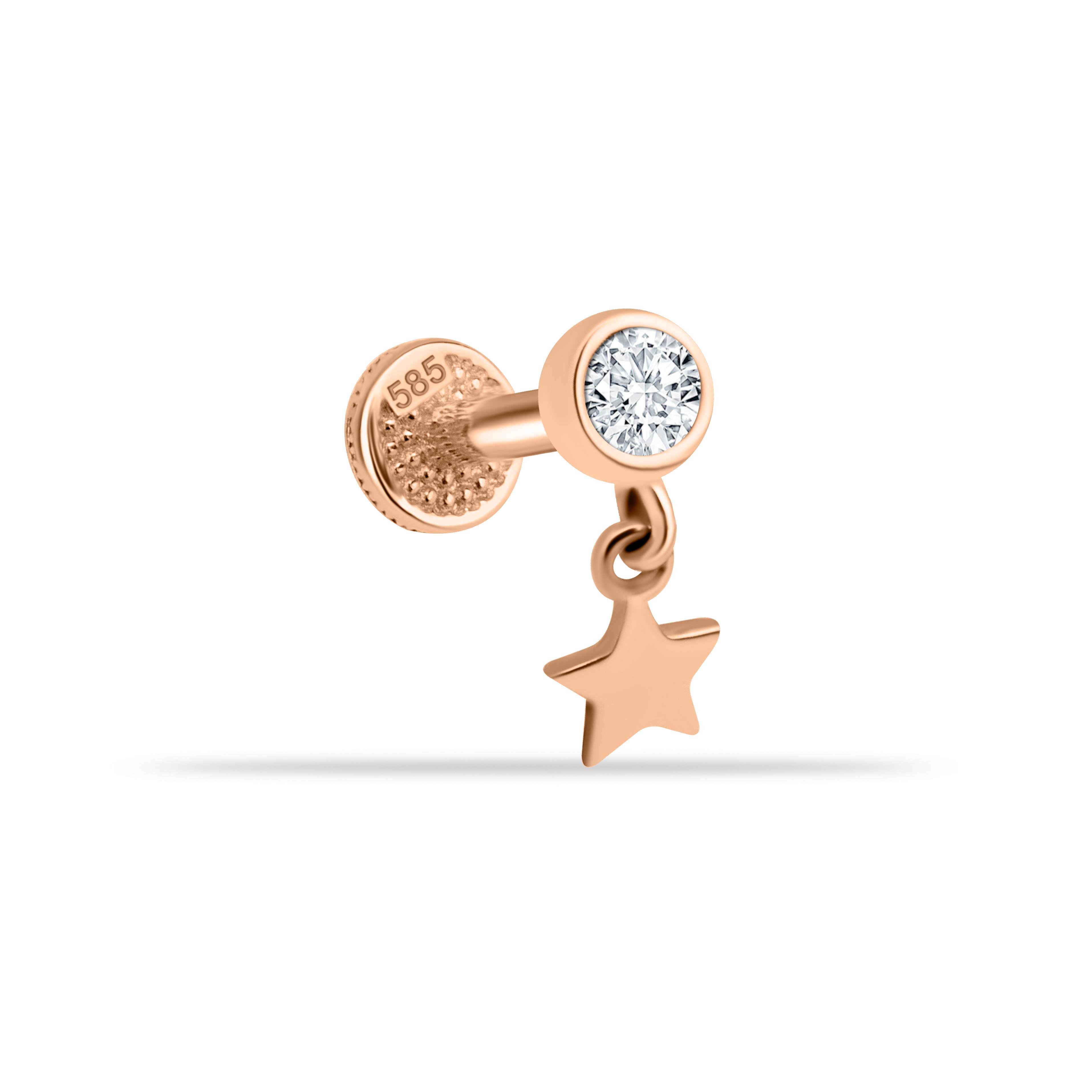 Taşlı Yıldız Sallantılı Minimal Tragus Piercing