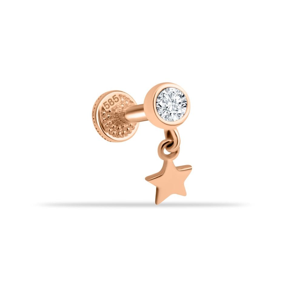 Taşlı Yıldız Sallantılı Minimal Tragus Piercing