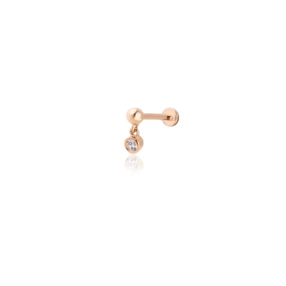 Top Ucunda Sallantılı Tek Taş Tragus Piercing