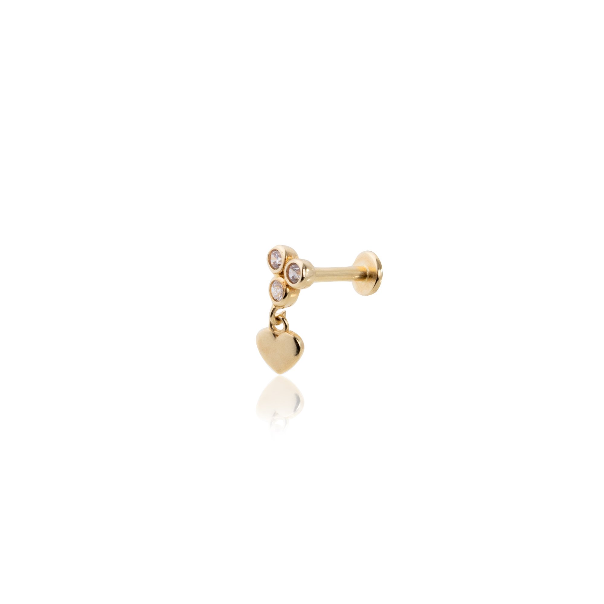 Üç Top Taş Ucunda Kalp Tragus Piercing