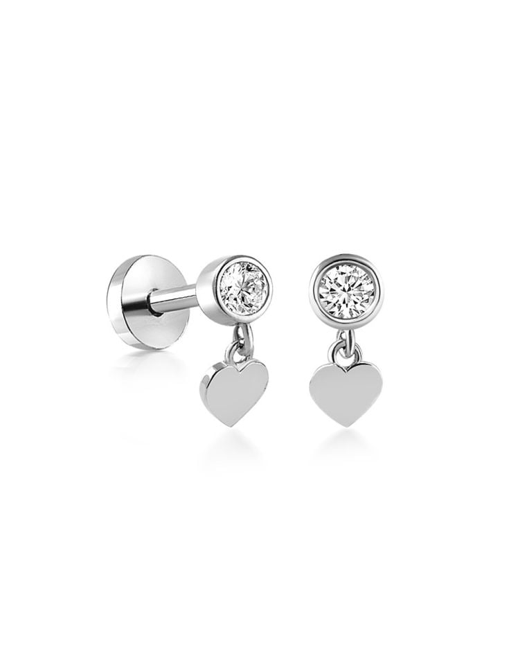 Tektaş Ucunda Kalp Tragus Piercing