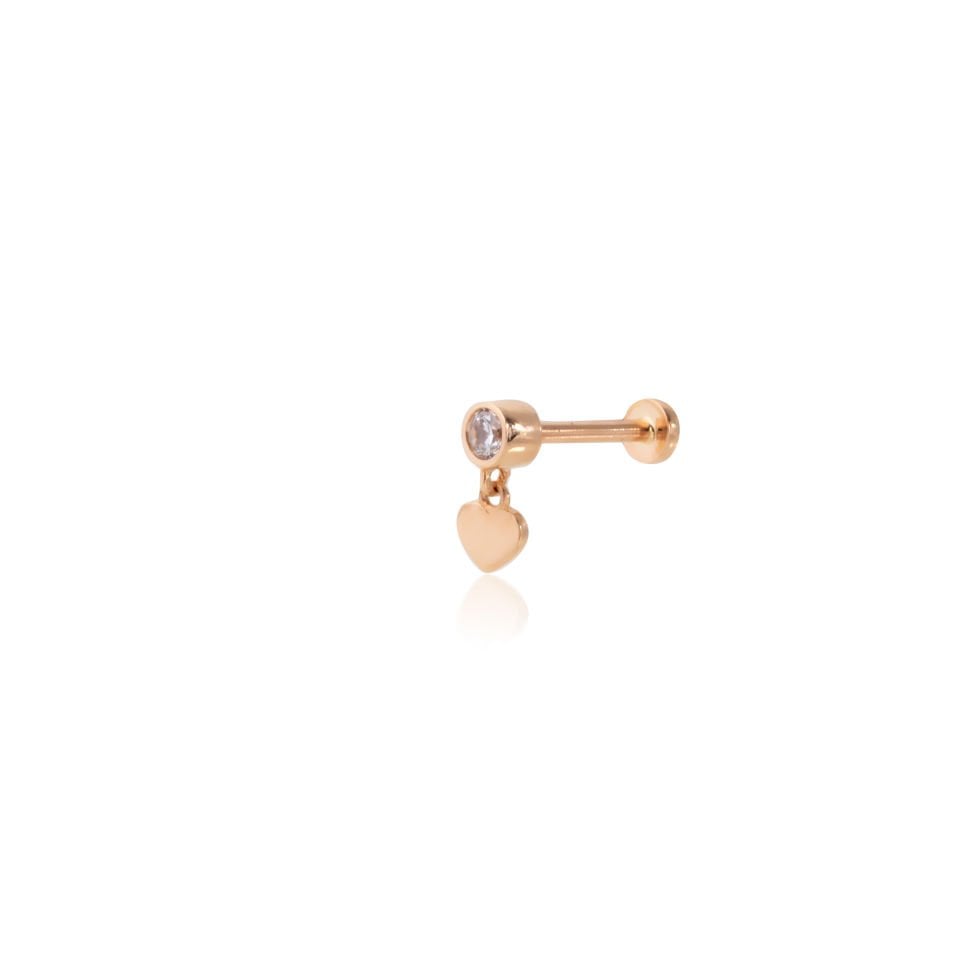 Tektaş Ucunda Kalp Tragus Piercing