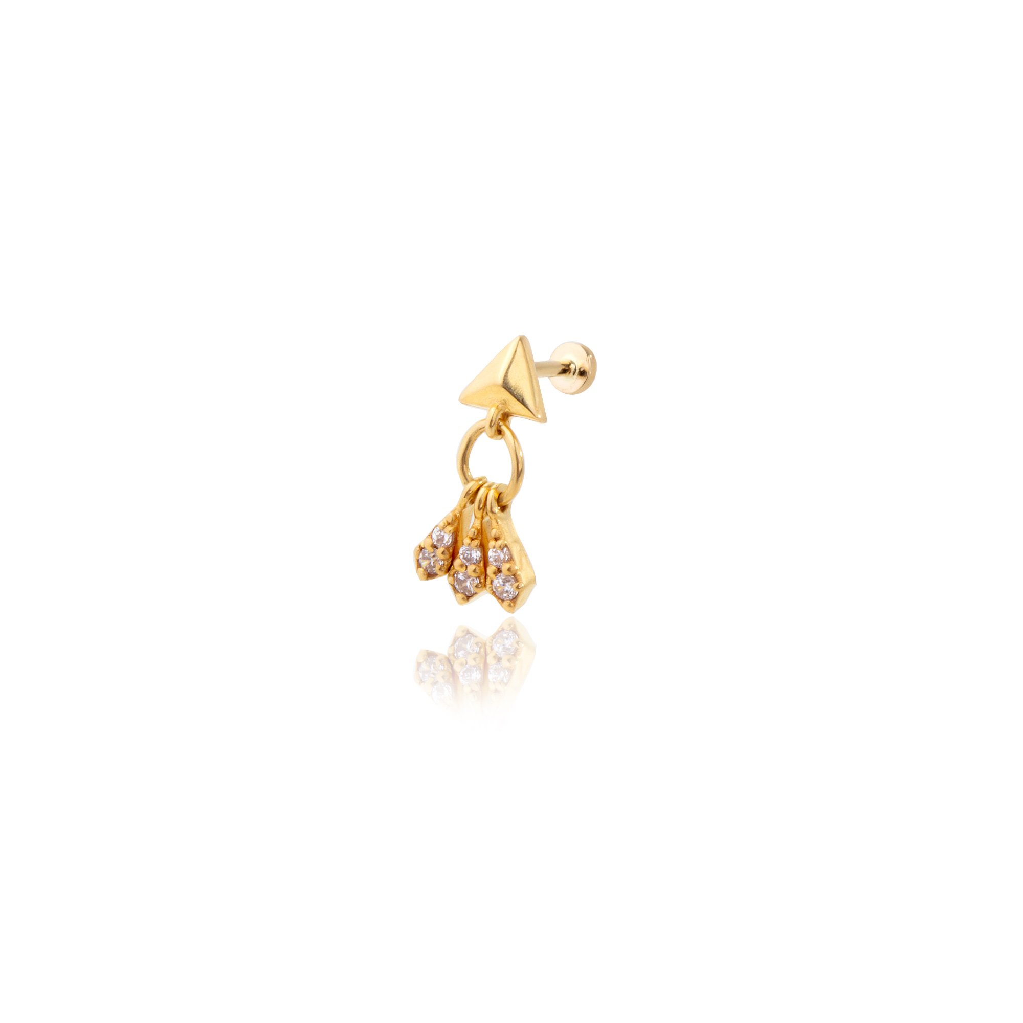 Üçgen Prizma Ucunda Taşlı Şekiller Tragus Piercing