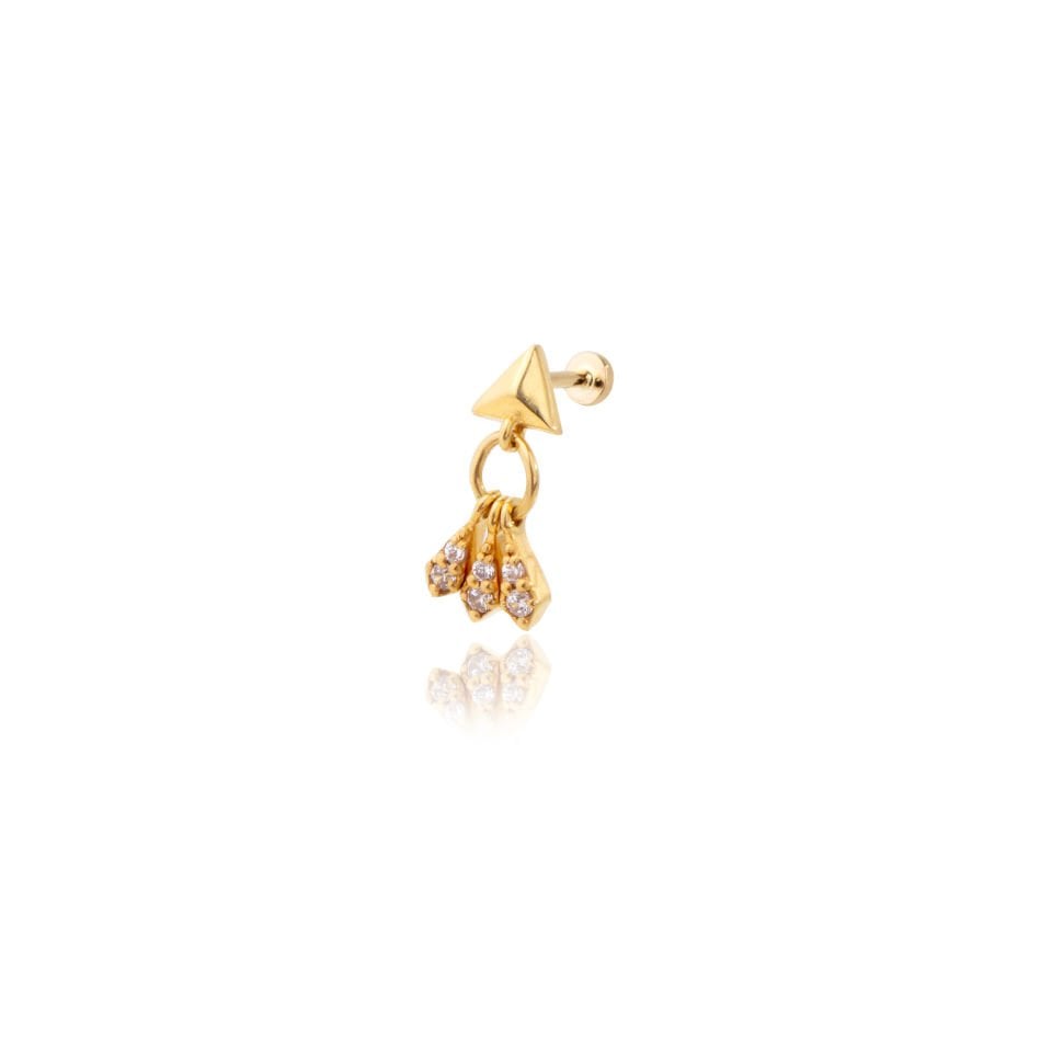 Üçgen Prizma Ucunda Taşlı Şekiller Tragus Piercing
