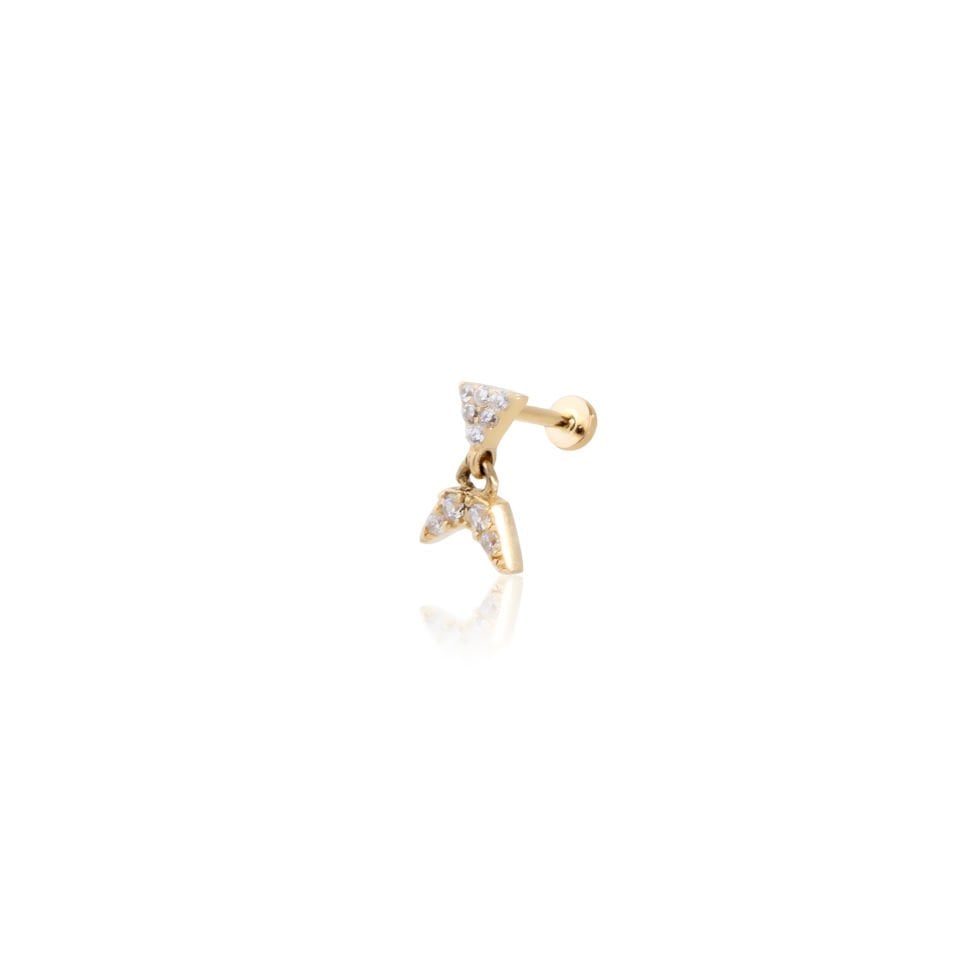 Taşlı Üçgen Ucunda Balık Kuyruğu Tragus Piercing