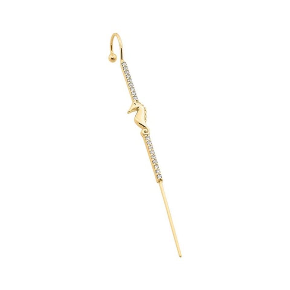 Taşlı Deniz Atı Motifli Hook Baston Küpe