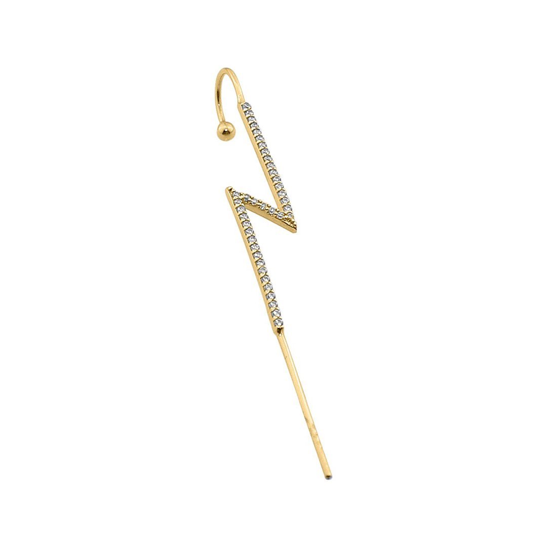 Taşlı Şimşek Motifli Hook Baston Küpe