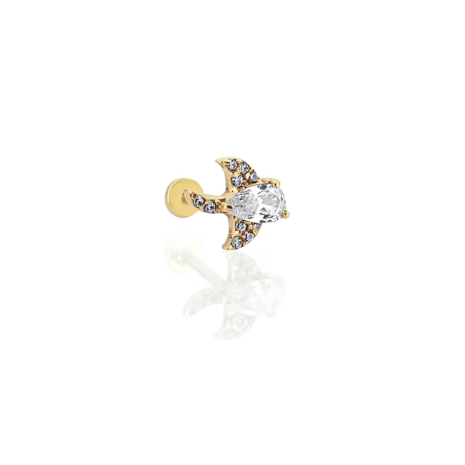 Vatoz Balığı Beyaz Tragus Piercing