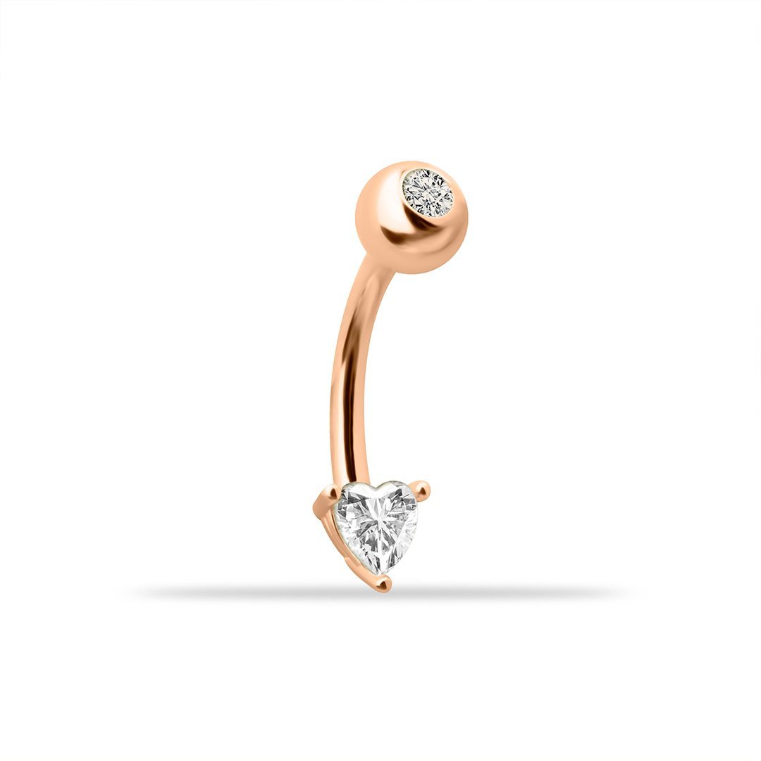 Kalp Taşlı Göbek Piercing