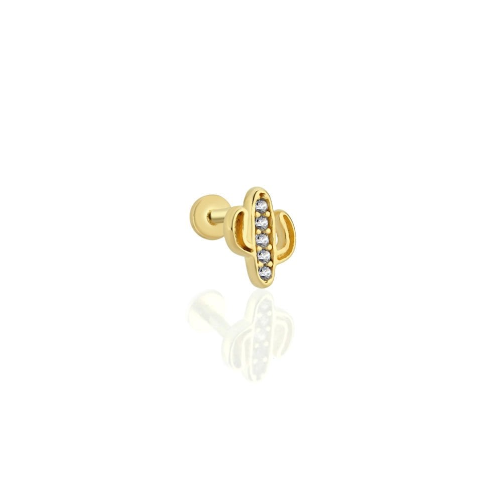 Ortası Taşlı Kaktüs Tragus Piercing