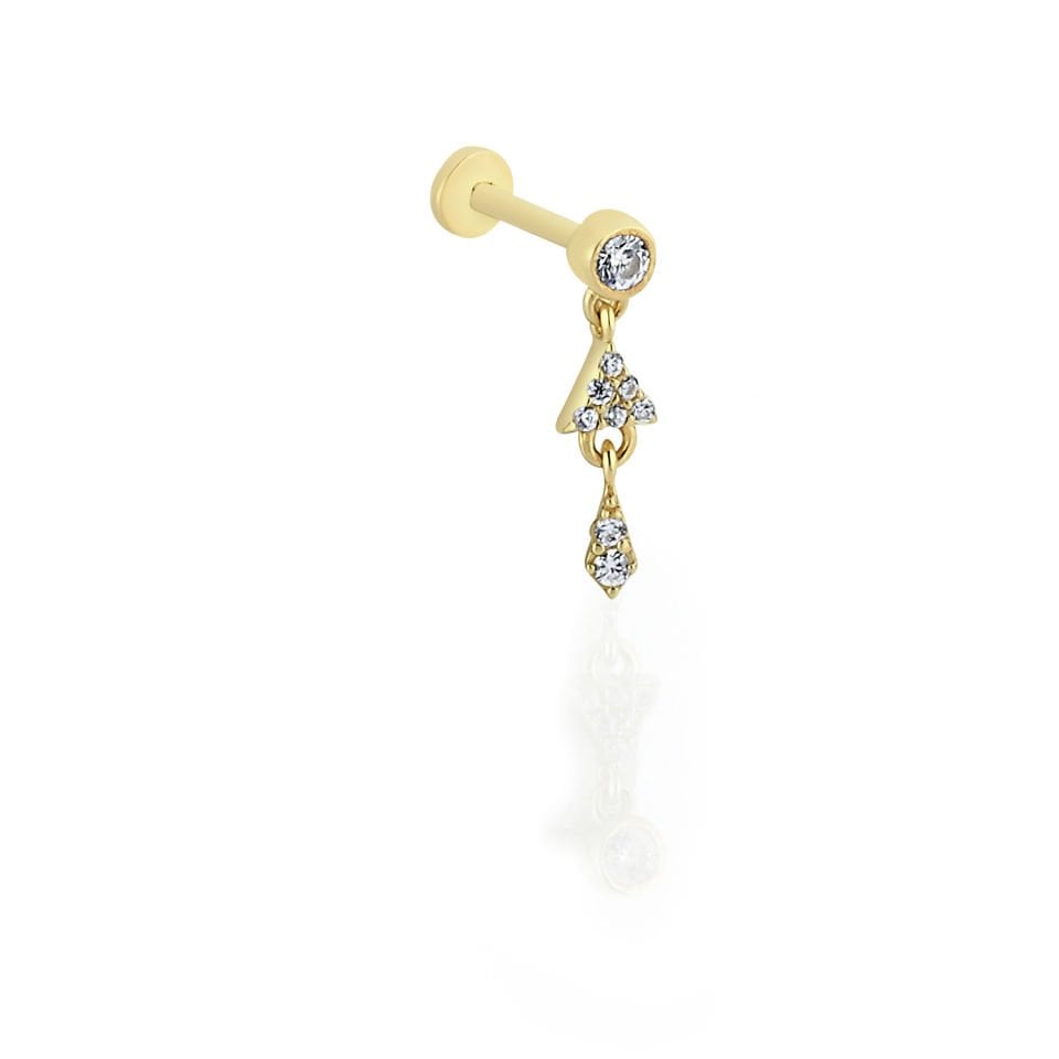 Taşlı Üçgen Sallantılı Tragus Piercing
