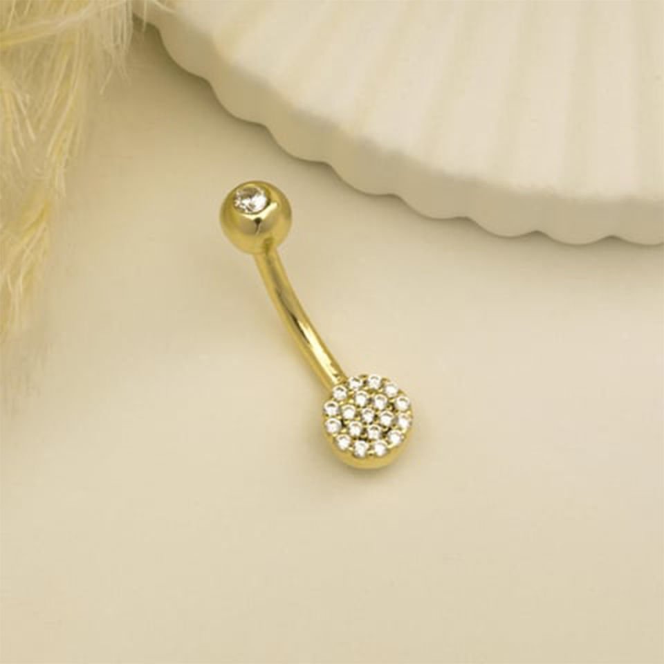 Top Taşlı Daire Motifli Göbek Piercing