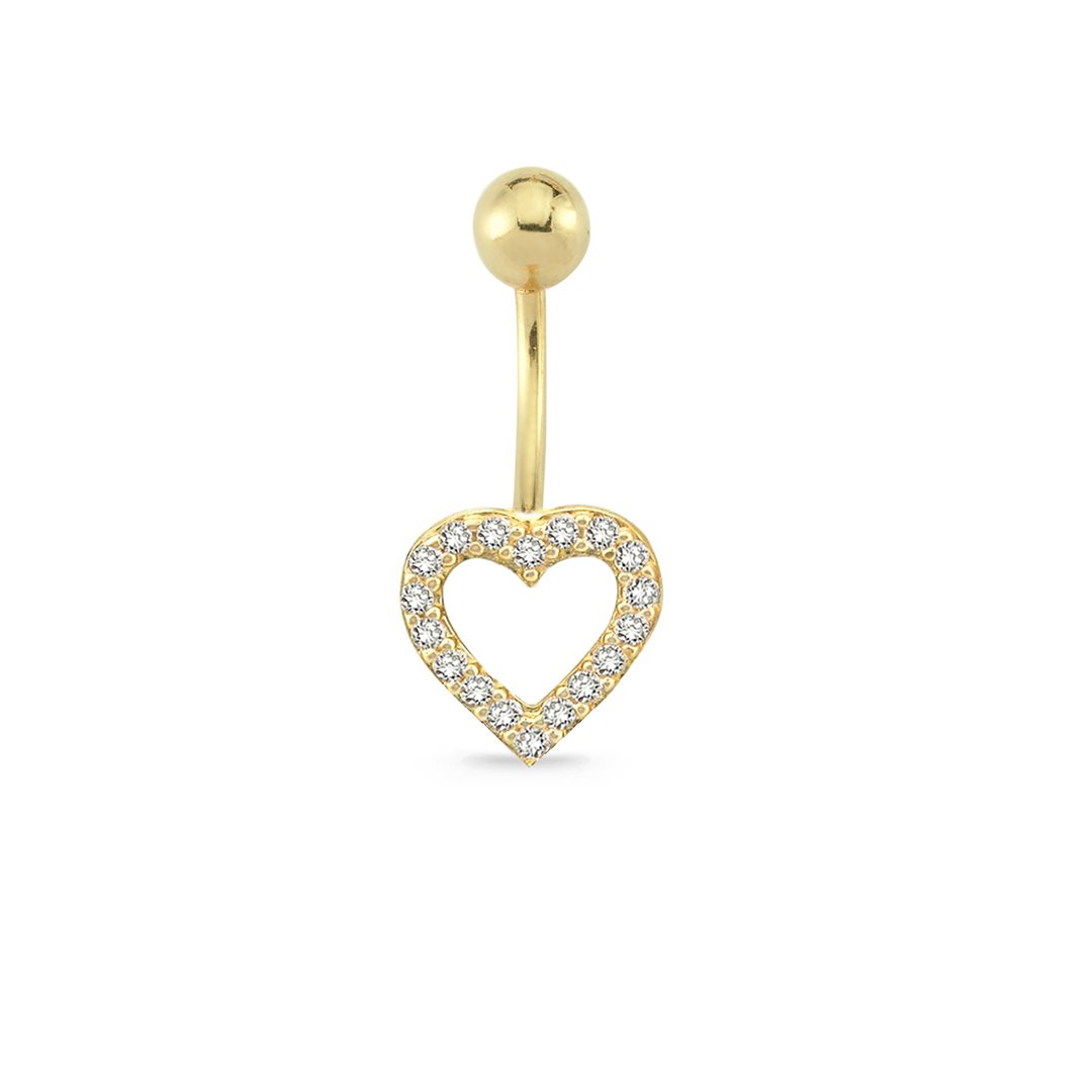 Taşlı Kalp Göbek Piercing