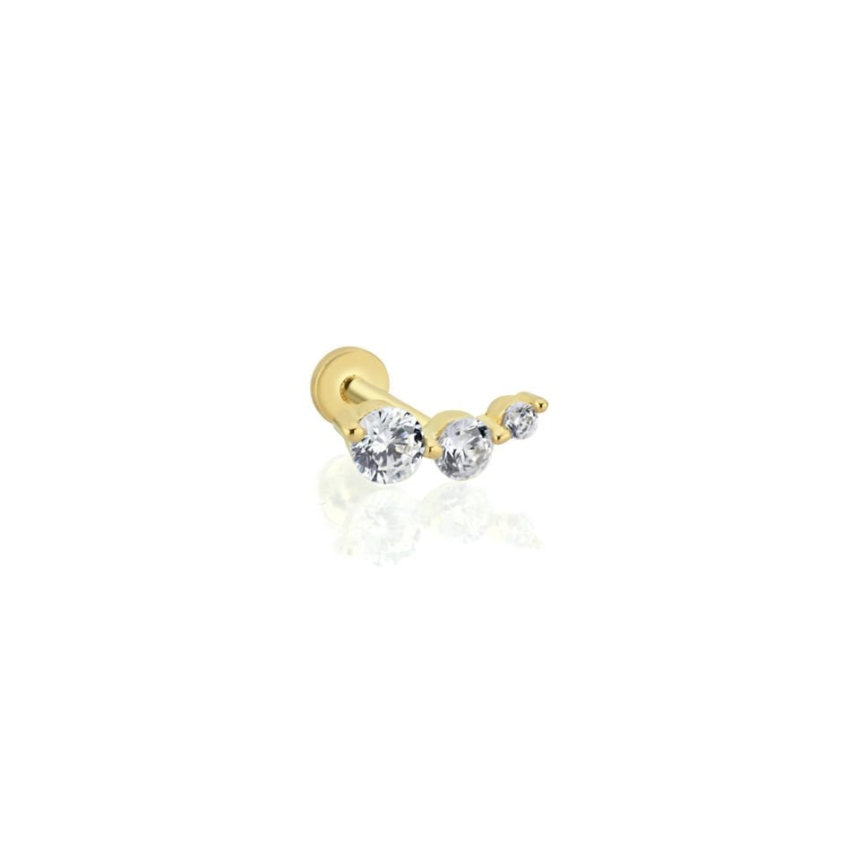 Üçlü Sıralı Taş Tragus Piercing