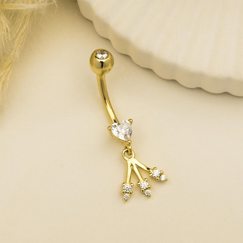 Taşlı Yıldız Sallantılı Göbek Piercing