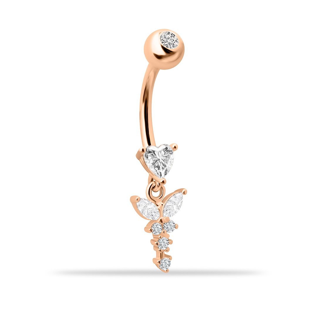 Kalp Taşlı Sallantılı Göbek Piercing
