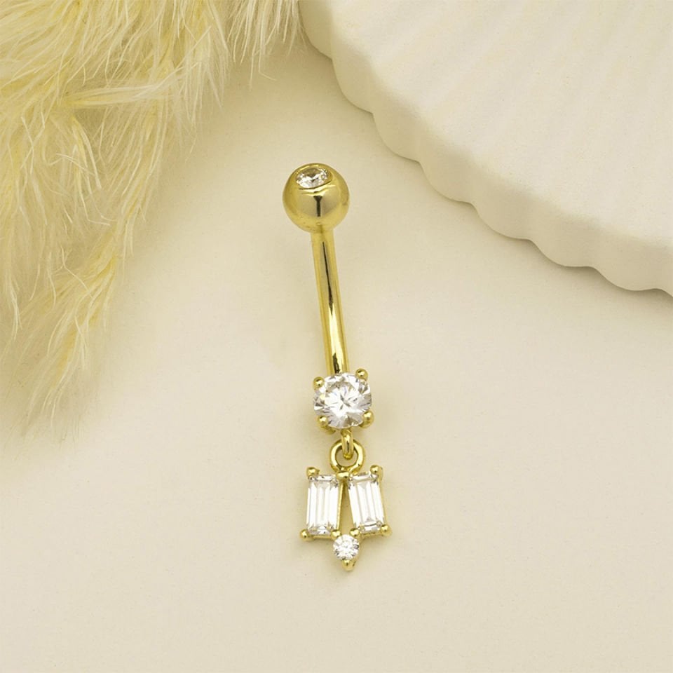 Taşlı Sallantılı Göbek Piercing