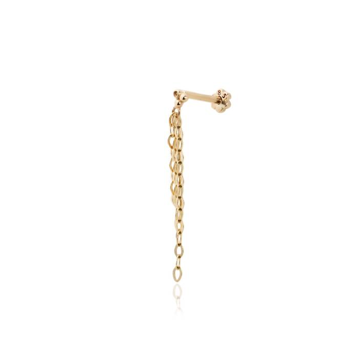İki Top Ucunda Sallantılı Zincir Tragus Piercing - 1