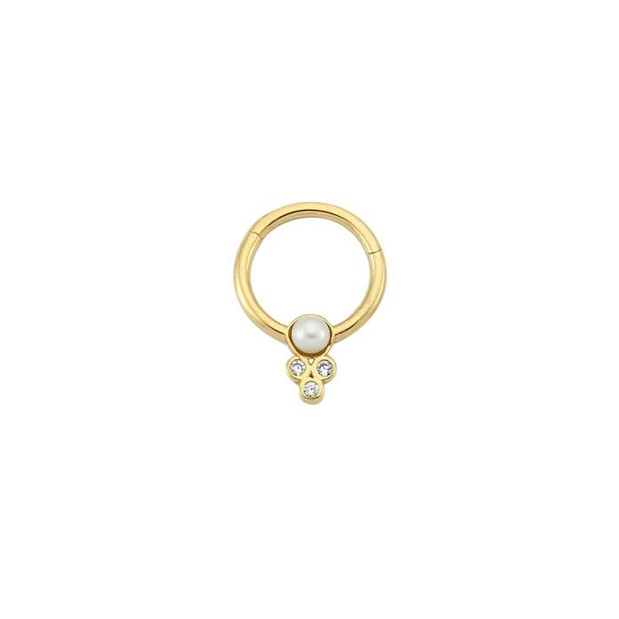 İncili Üç Taşlı Helix Piercing - 1