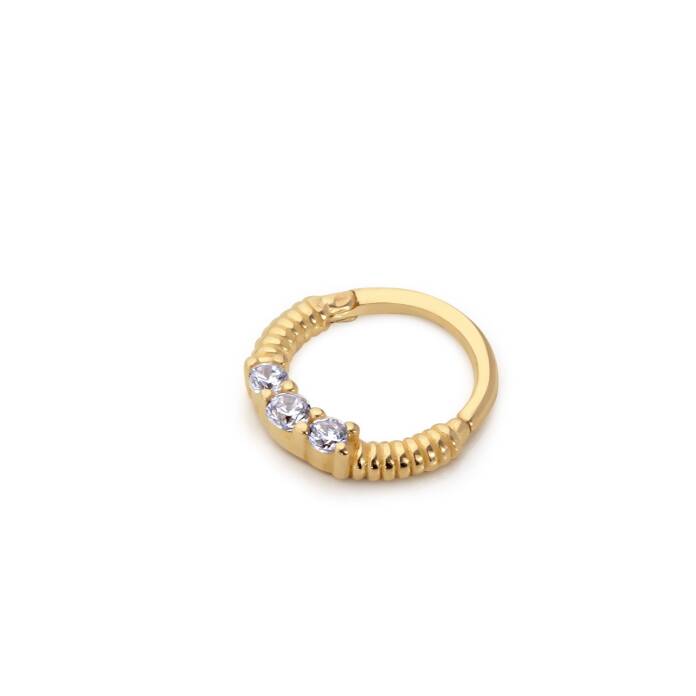 İşleme Detaylı Beyaz Taşlı Helix Piercing - 1