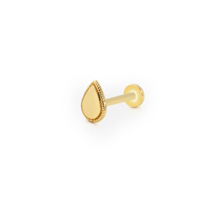 İşleme Detaylı Damla Plaka Tragus Piercing - 1