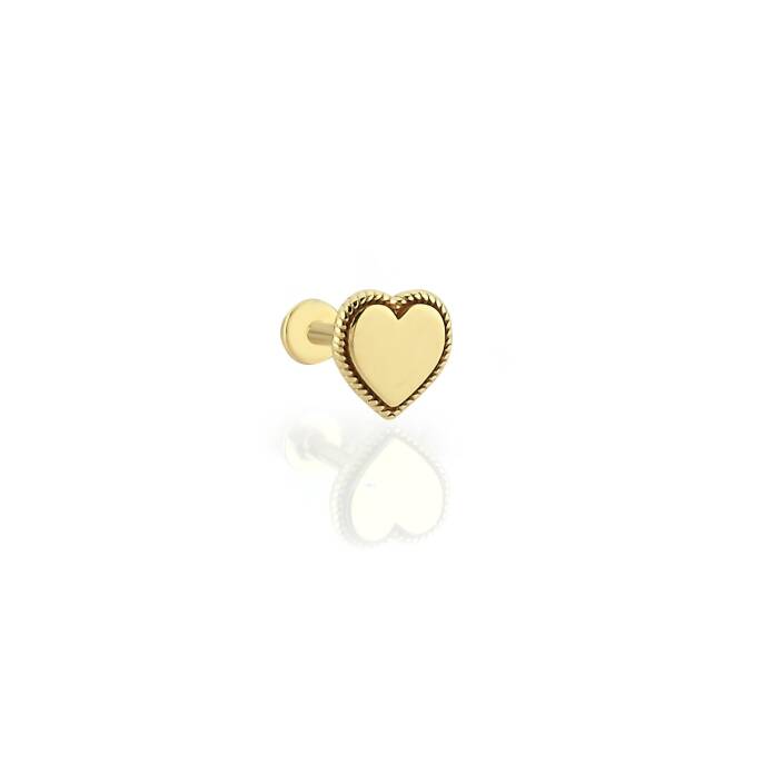 İşleme Detaylı Minimal Kalp Desen Tragus Piercing - 1