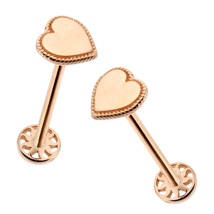 İşleme Detaylı Minimal Kalp Desen Tragus Piercing - 3