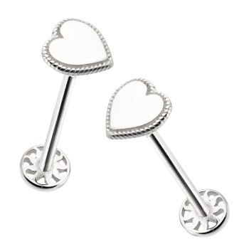 İşleme Detaylı Minimal Kalp Desen Tragus Piercing - 4