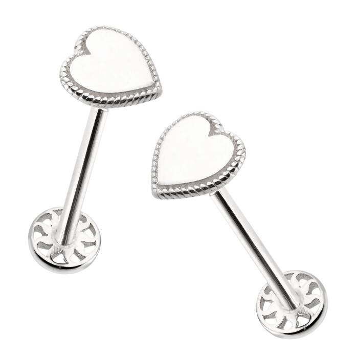 İşleme Detaylı Minimal Kalp Desen Tragus Piercing - 4