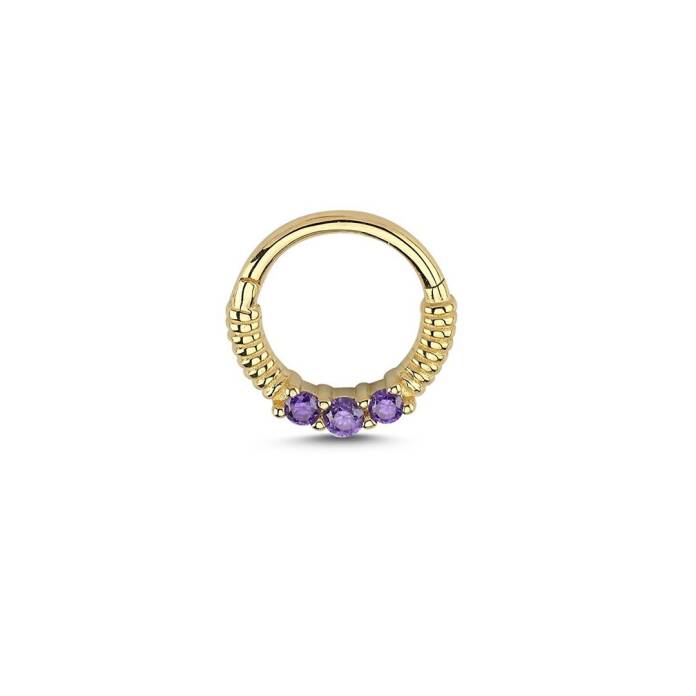 İşleme Detaylı Mor Taşlı Helix Piercing - 2