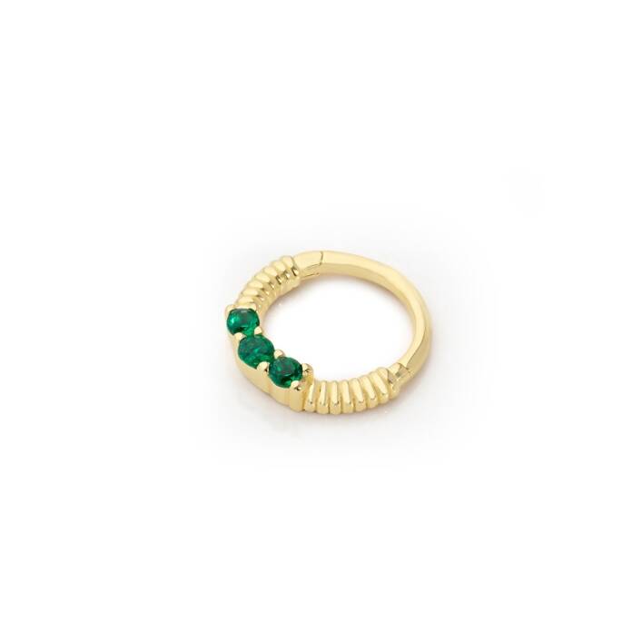 İşleme Detaylı Yeşil Taşlı Helix Piercing - 1