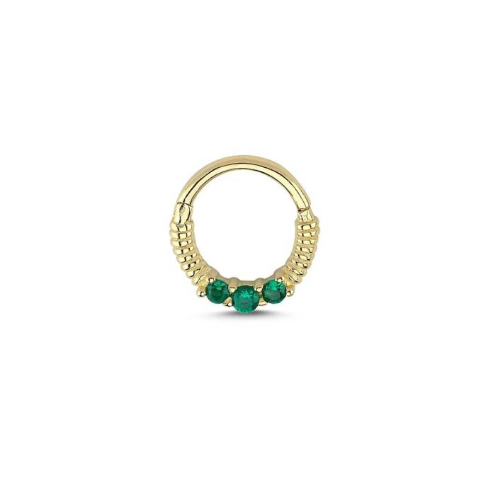 İşleme Detaylı Yeşil Taşlı Helix Piercing - 2