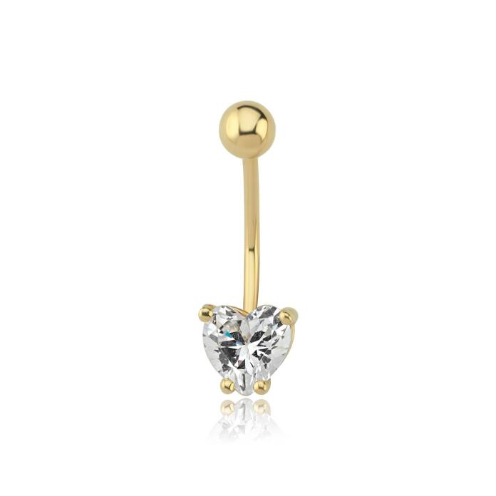 Kalp Kesim Taşlı Göbek Piercing - 1