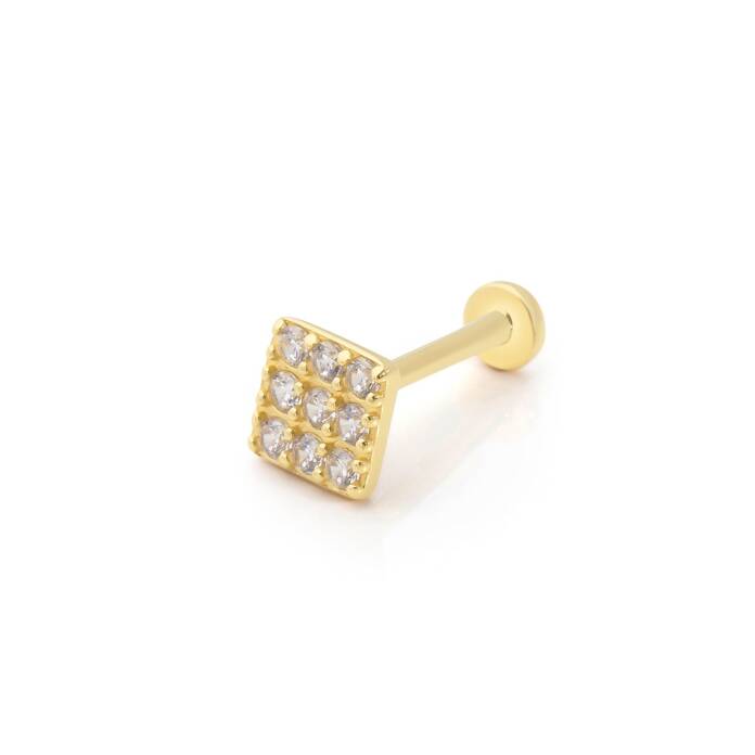 Kare Model Dokuz Taşlı Tragus Piercing - 1