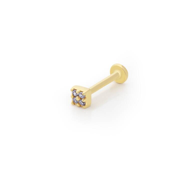 Kare Model Dört Taşlı Tragus Piercing - 1