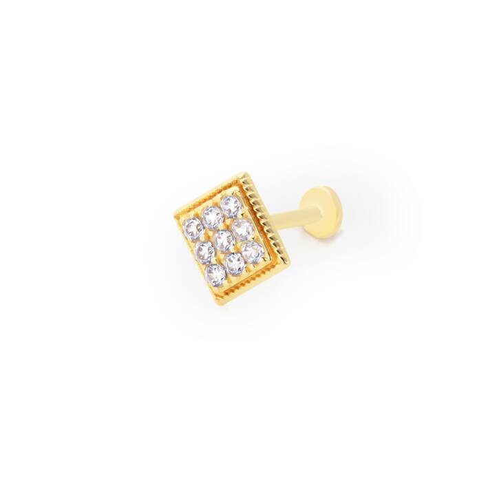 Kare Model İşleme Detaylı Dokuz Taşlı Tragus Piercing - 1