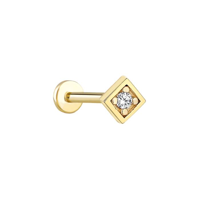 Kare Tek Taş Tragus Piercing - 1