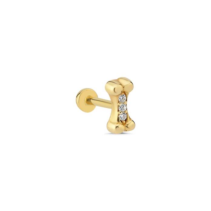 Kemik Üç Taşlı Tragus Piercing - 1