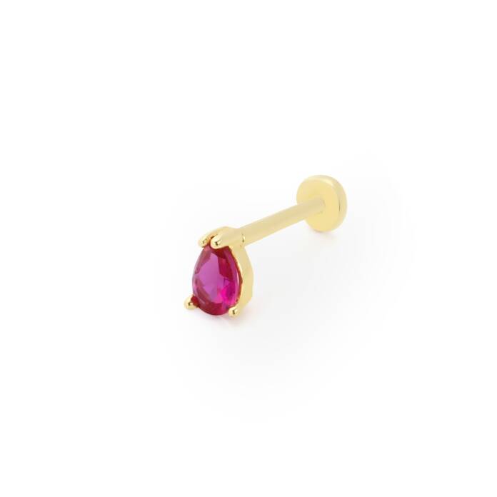Kırmızı Damla Taş Model Tragus Piercing - 1