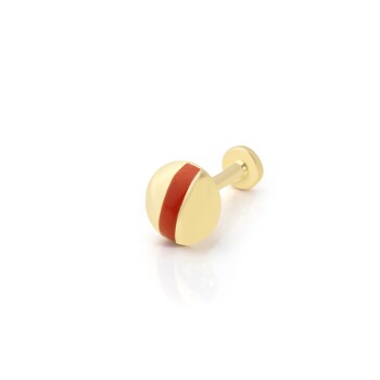 Kırmızı Şeritli Yuvarlak Tragus Piercing - 1