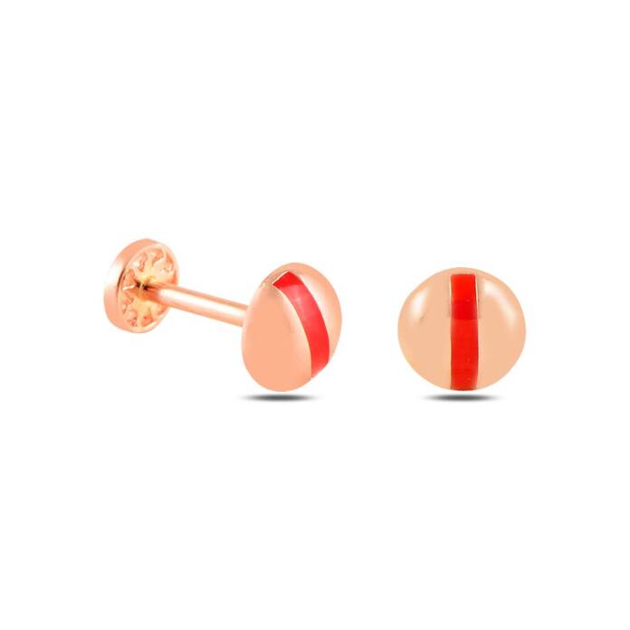 Kırmızı Şeritli Yuvarlak Tragus Piercing - 3