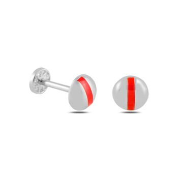 Kırmızı Şeritli Yuvarlak Tragus Piercing - 4