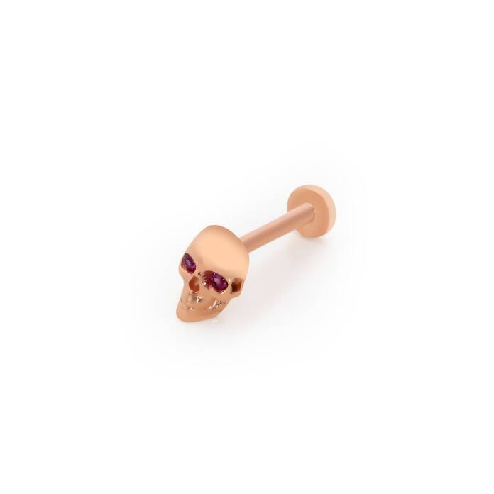 Kuru Kafa Kırmızı Taş Detaylı Tragus Piercing - 1