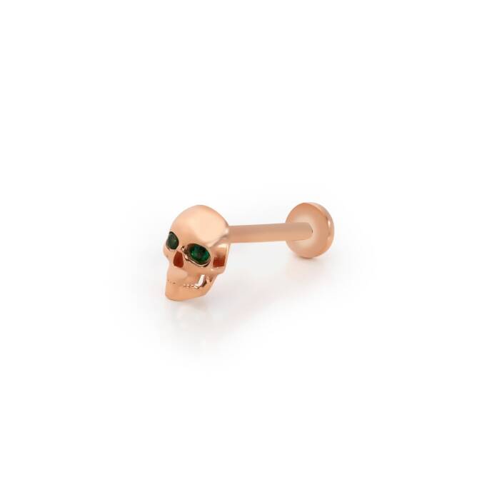 Kuru Kafa Yeşil Taş Detaylı Tragus Piercing - 1