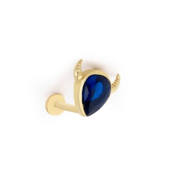 Mavi Damla Boynuz Model Tragus Piercing - 1