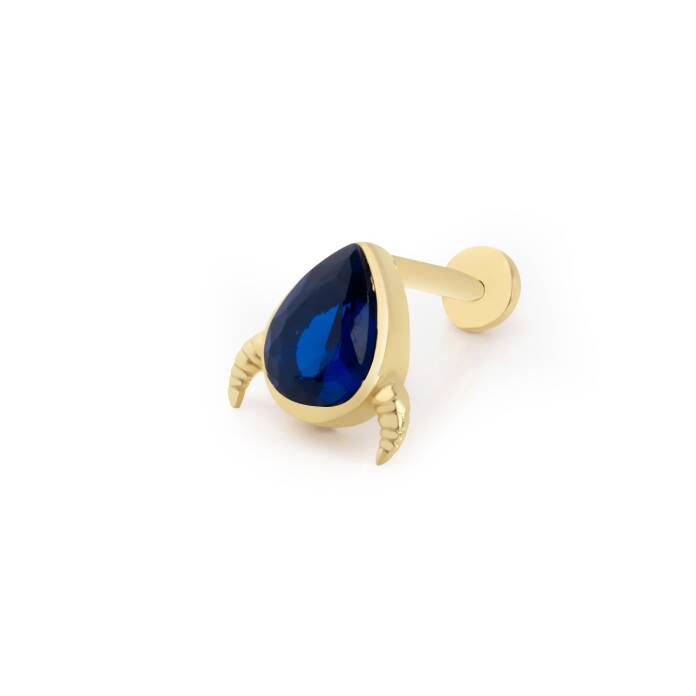 Mavi Damla Boynuz Model Tragus Piercing - 2