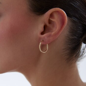 Medium 2mm Oval Boru Halka Küpe - 2