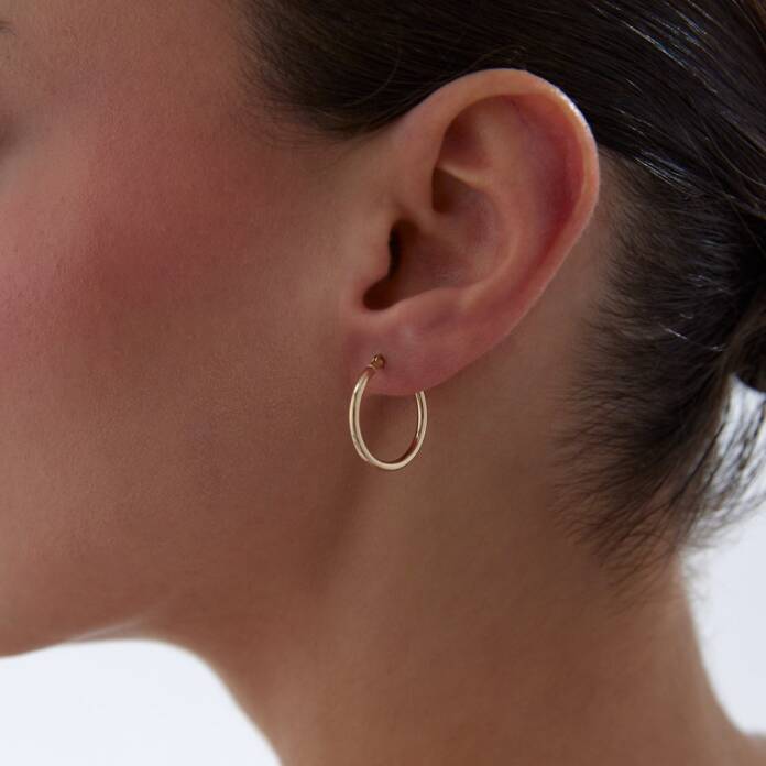 Medium 2mm Oval Boru Halka Küpe - 2