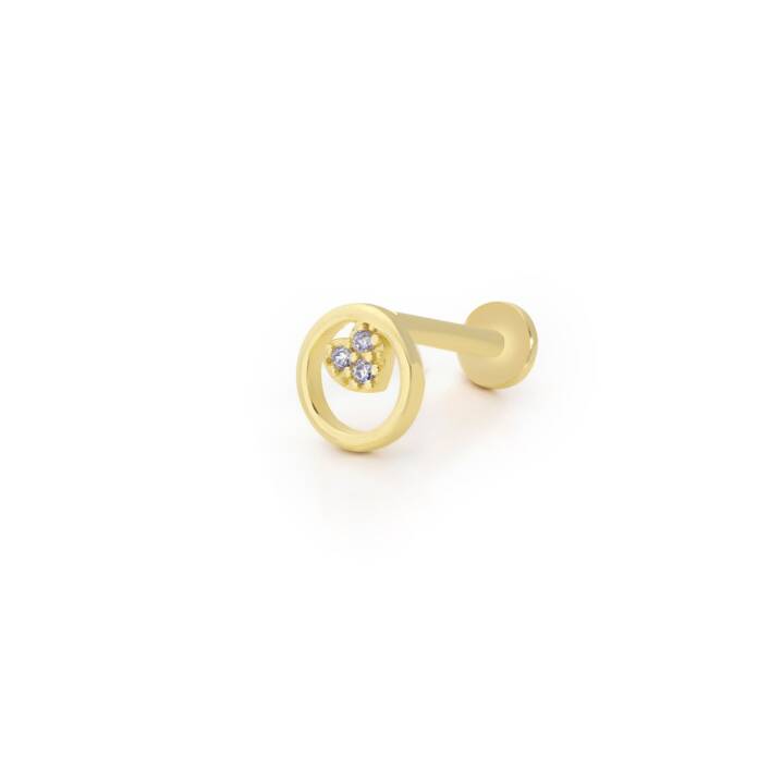 Minimal Kalp Detaylı Taşlı Yuvarlak Desen Tragus Piercing - 1