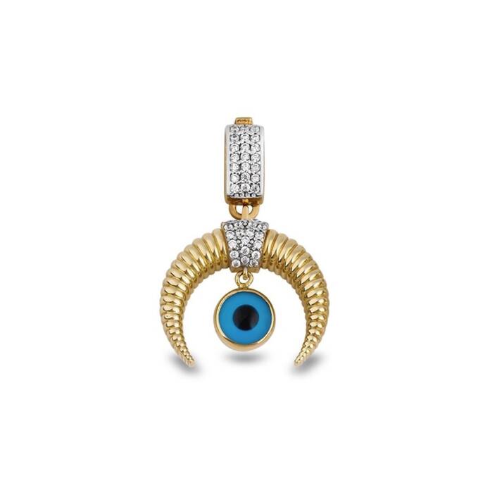 Nazar Boncuklu Hilal Charm - 1